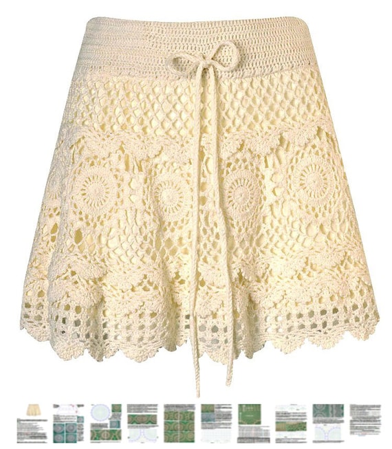 Boho skirt crochet PATTERN detailed tutorial in ENGLISH for Etsy