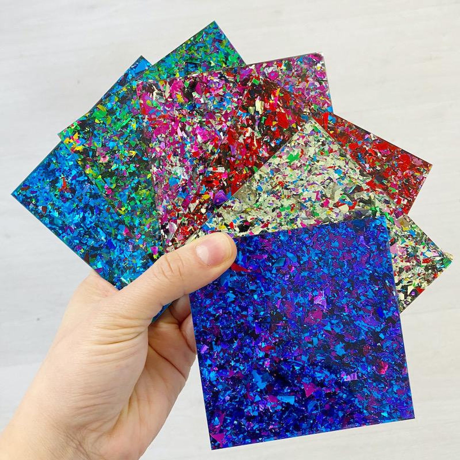 4mm Acrylic Festival Confetti Glitter Blue Rainbow Etsy