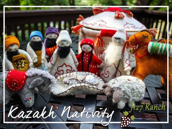 Nativity Scene Nativity Felted Nativity Yurt Kazakhstan Etsy