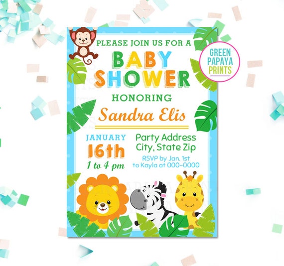etsy safari baby shower invitations