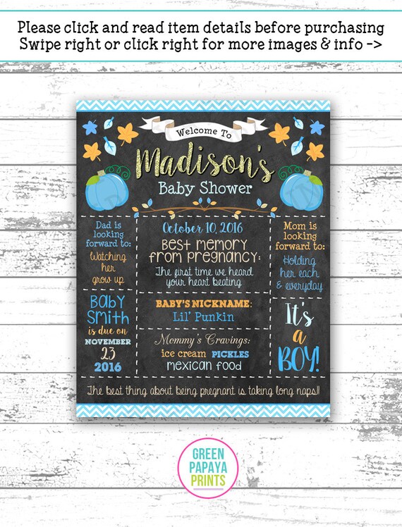 Pumpkin Baby Shower Poster, Little Pumpkin, Baby Shower Decoration, Fall In Love, Printable, Personalized, Nursery Decor, Digital File Il_570xn