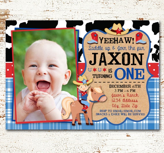 Cowboy First Birthday Invitation, 1st Birthday, Any Age, Cowboy Invitation, Country, Western, Wild West, Printable Invitation, Digital File Il_570xn