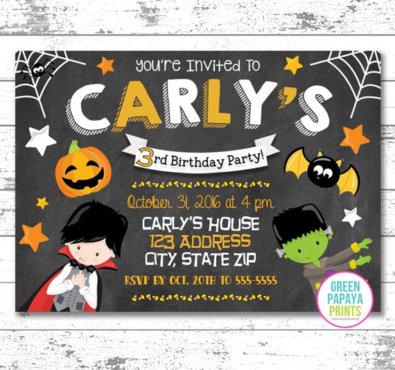 Halloween Birthday Invitation, Printable Birthday, Kid's Birthday Invite, 1st, 2nd, 3rd Birthday, Any Age, October, Printable Digital File Il_570xn