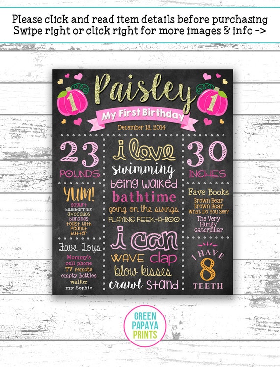 Pumpkin Chalkboard Sign, Hot Pink, Printable Digital File Personalized - Milestone Sign, Gold Glitter, Pumpkin, October, Birthday Il_570xn