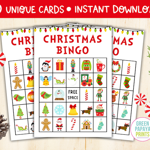 Christmas Bingo Printable PDF 30 Different Cards FULL PAGE | Etsy