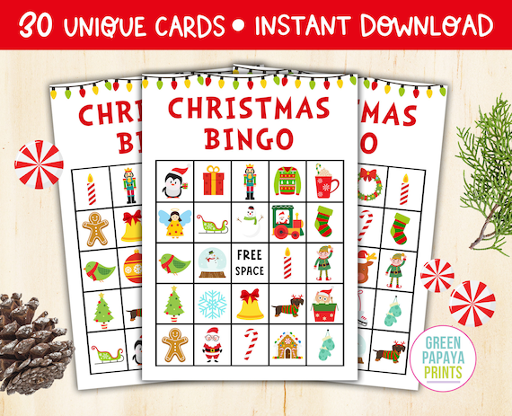 Christmas Bingo Cards For 30