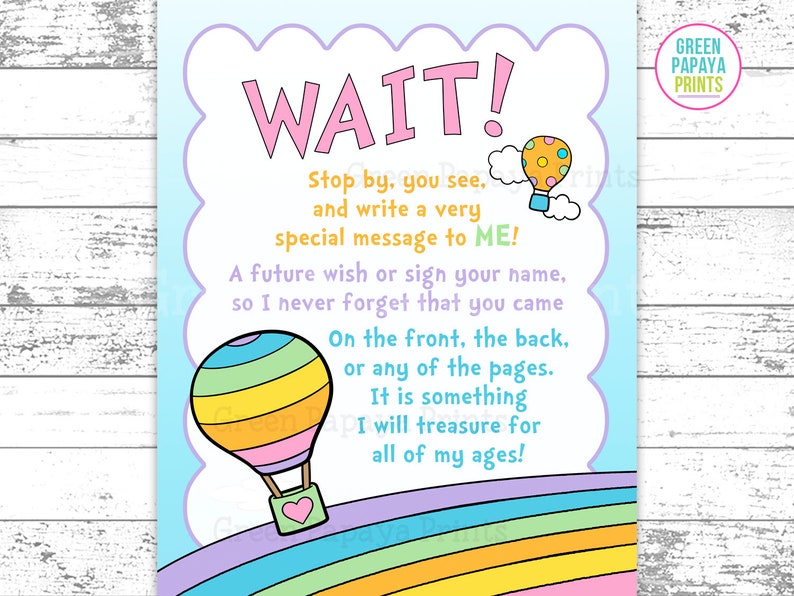 Baby Shower Guest Book Sign Sheet Hot Air Balloon Up Up And Etsy
