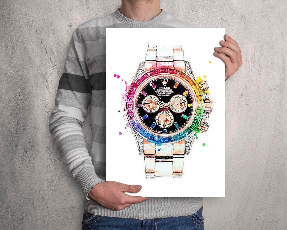 Rolex Daytona Rainbow A3 Illustration Rainbow watch unframed | Etsy