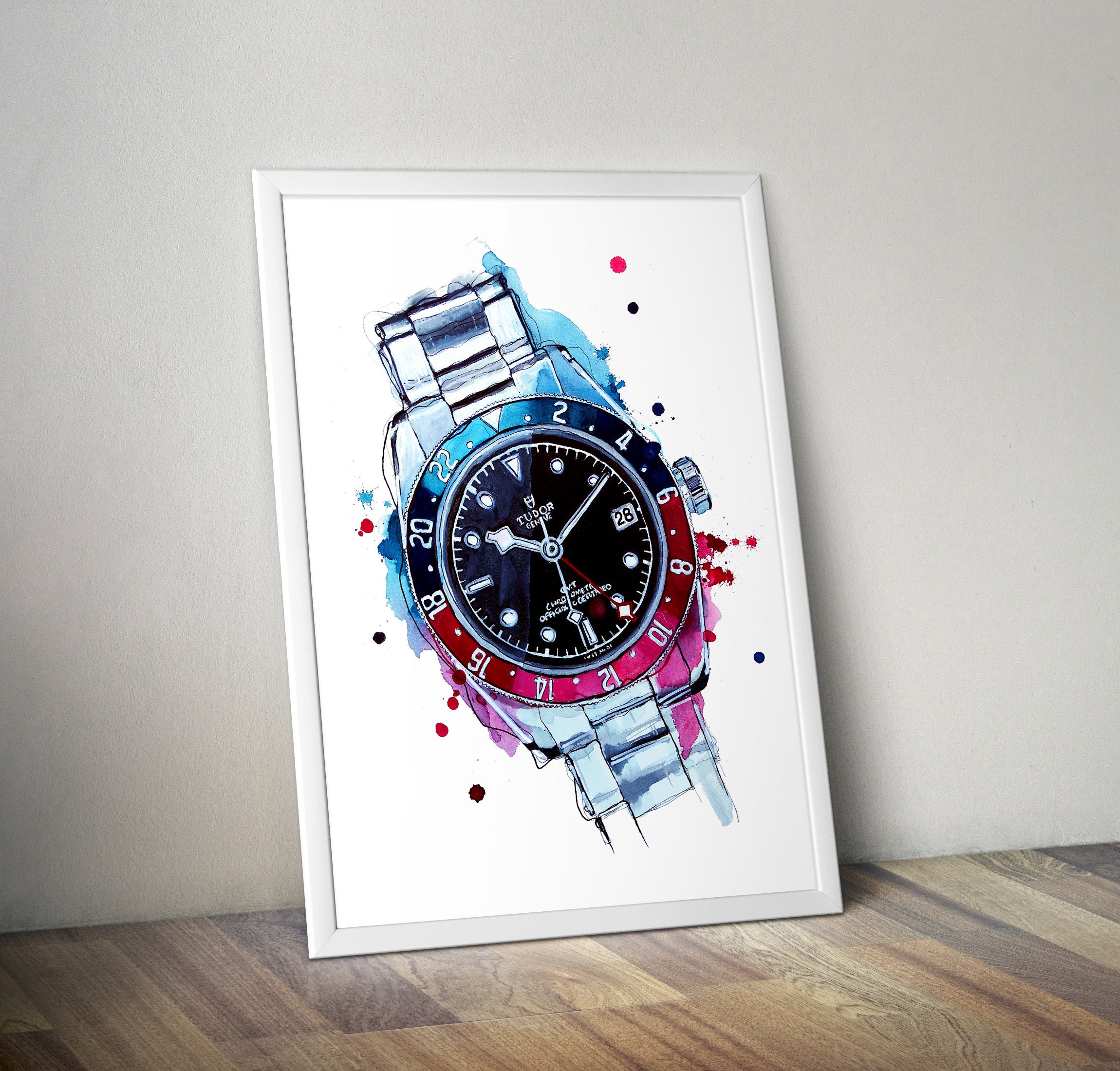 Tudor Gmt watch illustration Print A3 watch print wall art | Etsy