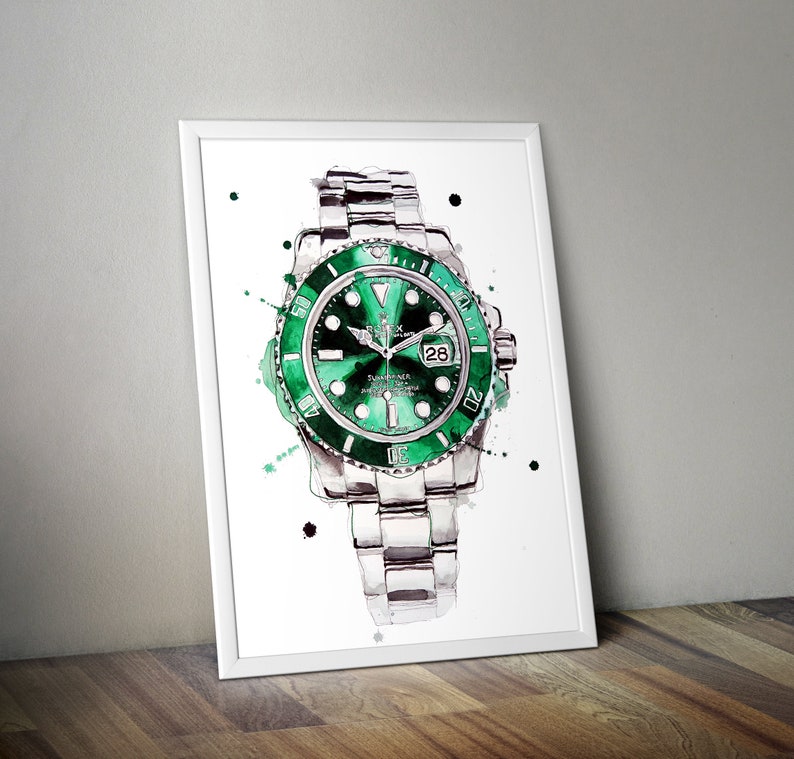 Rolex Submariner Watch Wall Art Print Etsy