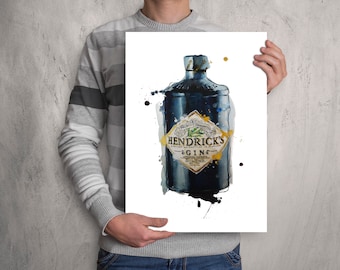 Hendricks Gin Print, Gin lovers, Gin wall art, home decor