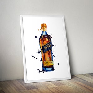 Johnnie Walker Blue Label Whisky Bottle Wall Art Print