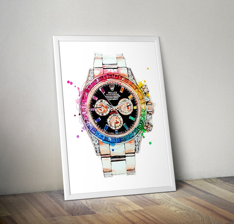 Rolex Daytona Rainbow A3 Illustration Rainbow watch unframed | Etsy