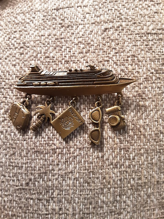 Cruise Ship Charm, Vintage JJ Jonet Pin