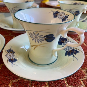 Vintage Golden Bell Tea Cup and Saucer Set: Floral 22k Gold (Two Sets)