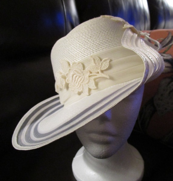 Sylvia Vintage White Church Hat Designed by Sylvia