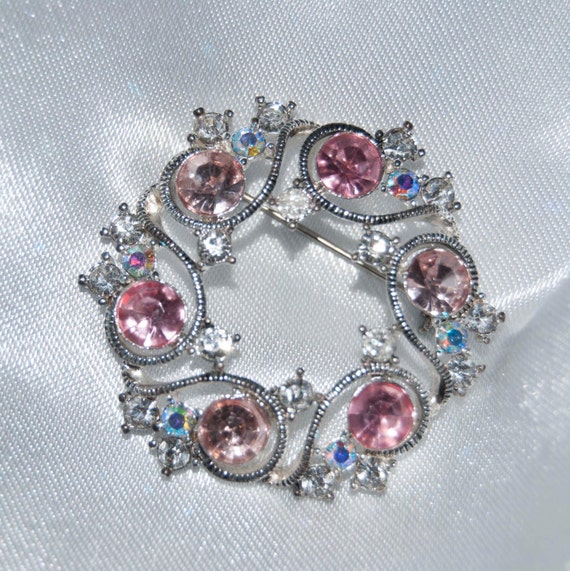 Gorgeous, MONET Brooch, pink stones andAurora Bori