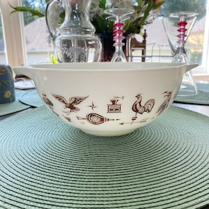 Pyrex Early American Cinderella Bowl Nesting Mixing Bowl, #443 2-1/2 Quart, 0ne Ciotola bianca e marrone, E