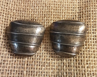 Sterling Silver Clip-on Earrings, Vintage Victorian, Mid-Century Large Party Silver