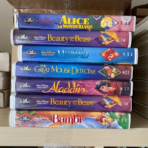 Walt Disney VHS Diamond Classic (Lot 7), Aladdin, Alice in Wonderland, Beauty and Beast, Bambi, Little Mermaid, Great Mouse Detective,