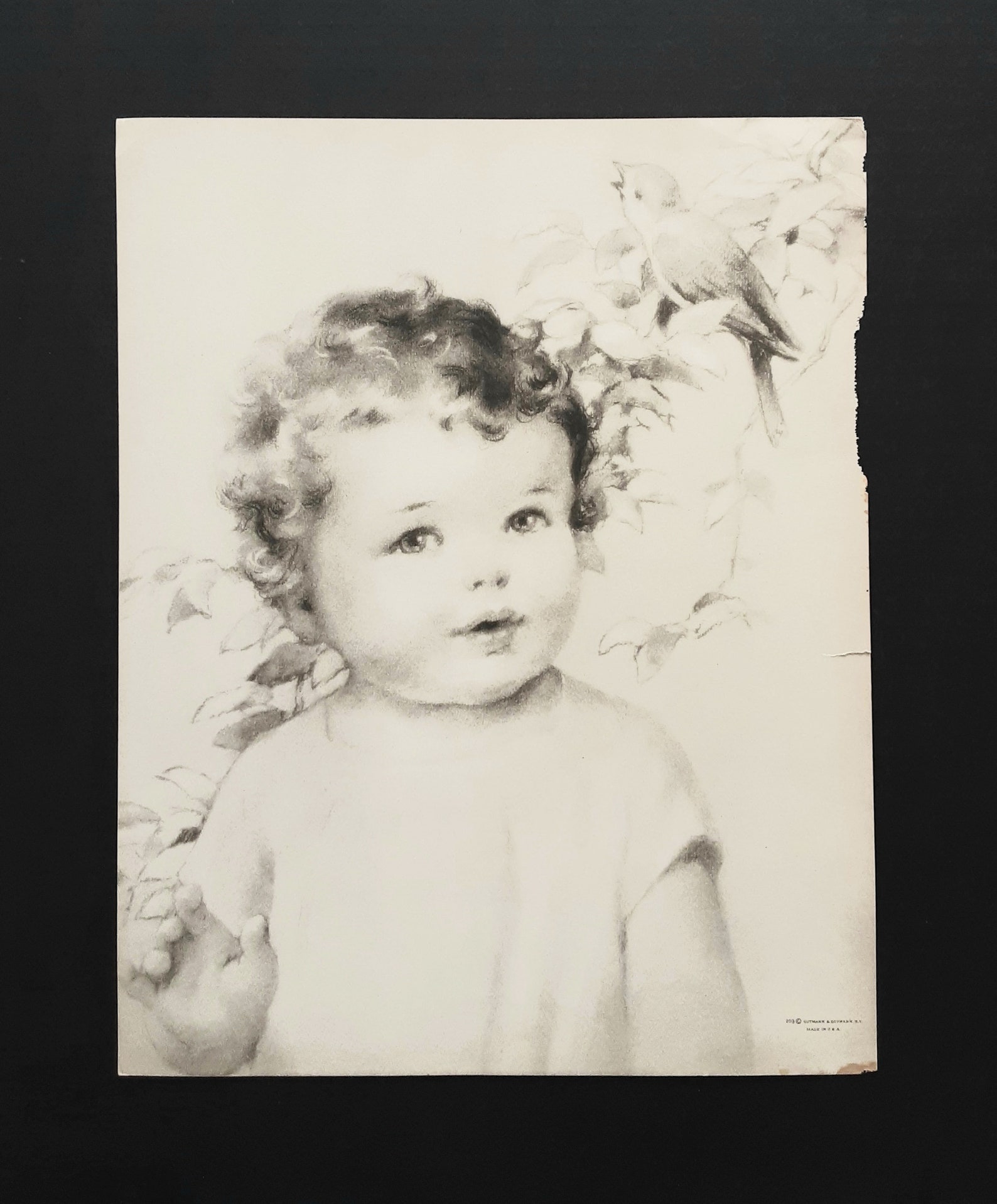 A Rare Bessie Pease Gutmann Piece of Art, hearing Rare Sepia Print 