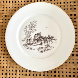 Lenox Oxford Bone China Special Dinner Plate, “Stagecoach”