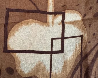 Vintage Silk Scarf Brown and Cream Abstract