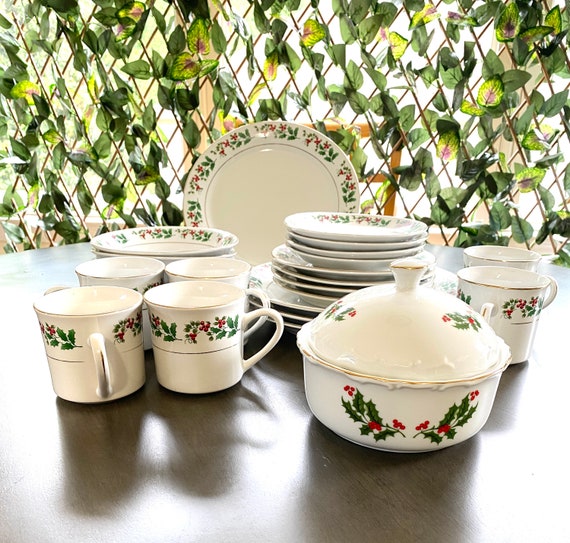 Gibson Christmas China Dinnerware Set: 27-piece Holiday Harmony - Etsy