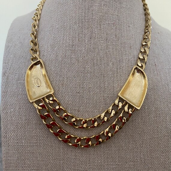 Trifari Goldtone Necklaces Double Chain Front - image 3