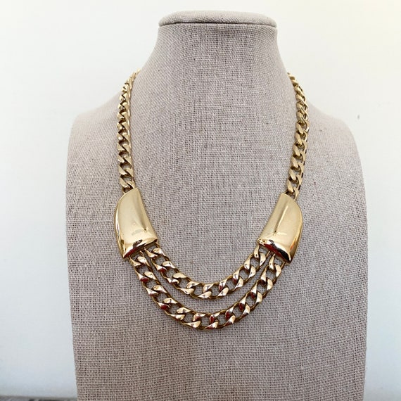 Trifari Goldtone Necklaces Double Chain Front - image 5