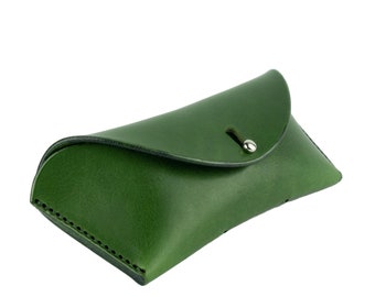 Estuche de cuero verde para gafas, estuche de gafas de sol personalizado premium, regalo de vacaciones para el jefe, regalo de cuero personalizado para él ella