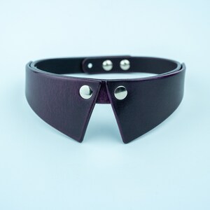 Leather collar choker, fetish choker, pink leather collar, genuine leather wide choker, personalized delicate necklace choker, gift for her Violet