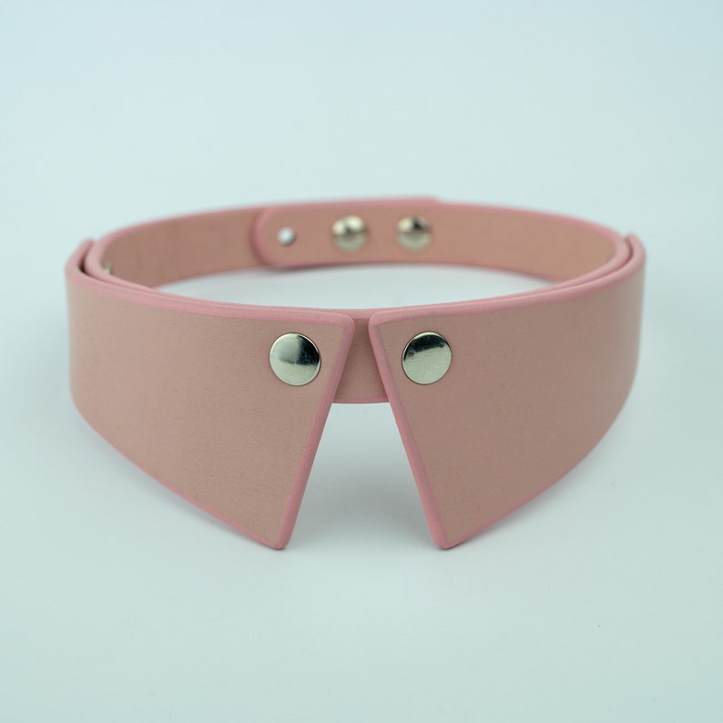 Leather collar choker, fetish choker, pink leather collar, genuine leather wide choker, personalized delicate necklace choker, gift for her Pink