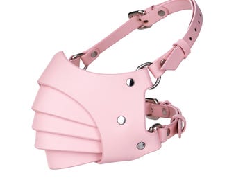 Pink Statement Leather Mask, Handmade BDSM Accessory for Cosplay, Masquerade and Alternative Looks