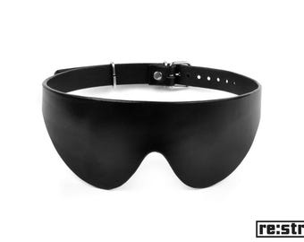 Schwarze Sensorische Augenbindemaske Handgefertigt aus Echtleder, Sensorische Deprivationsmaske, Fetischmaske, Reifen Geschenk, Sexspielzeug Geschenk