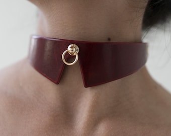 Handgemaakte leren o-ring choker, één prijs voor alle maten, gepersonaliseerde initiële choker ketting