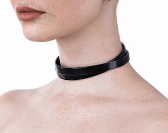 Handmade Black Leather Choker, Minimalist Genuine Leather Choker, Basic Everyday Choker, Plain Choker Necklace, Choker Grunge, Gift for Her