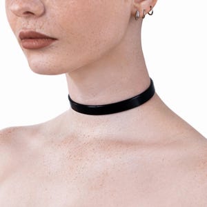 Skinny Black Cosplay Choker, Luxury Genuine Leather Choker, Basic Everyday Choker, Grunge Choker Necklace, Sexy Gift for Her