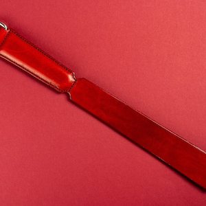 Leren flogger met 2 tongen, leren slapper voor spanking