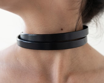 Thin choker, skinny black genuine leather choker, black choker necklace, basic everyday choker, luxury choker, kitty collar