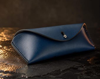 Handmade Italian Leather Sunglasses Case, Slim Minimalist Eyewear Holder