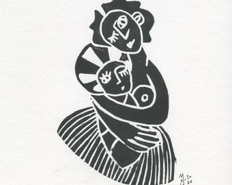 Linocut - The mother