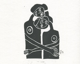 Linocut - The friend