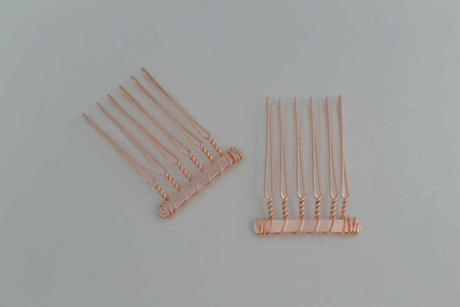 Rose Gold Plated Wire Metal Combs / Hair Combs With 6 Teeth Etsy