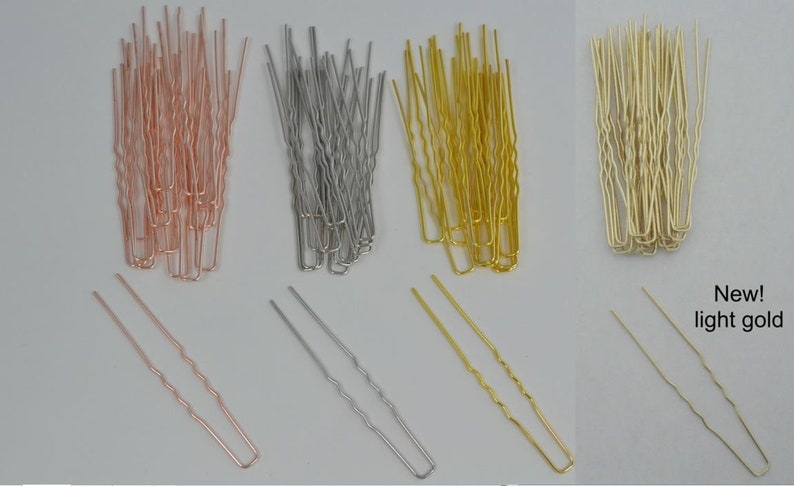 U Pins in Silver, Rose Gold, or Gold Tone, For Bridal Headpieces and More, 64mm Long 