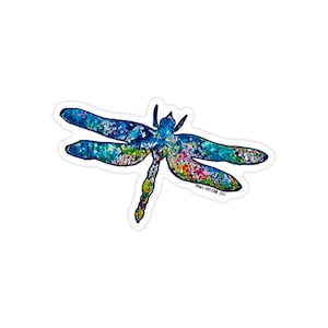 Colorful Dragonfly Sticker, Durable weather resistant UV vinyl for water bottles, laptops, car windows, planners, camping gear