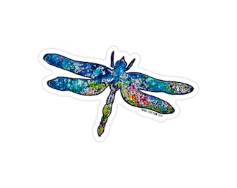 Colorful Dragonfly Sticker, Nature Lover Vinyl Decal for Water Bottles, Laptops, Cars, Planners & Garden Gifts