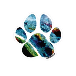 Colorful Dog Paw Sticker - Durable weather resistant UV vinyl for water bottles, laptops, car windows, planners, notebooks, coolers,