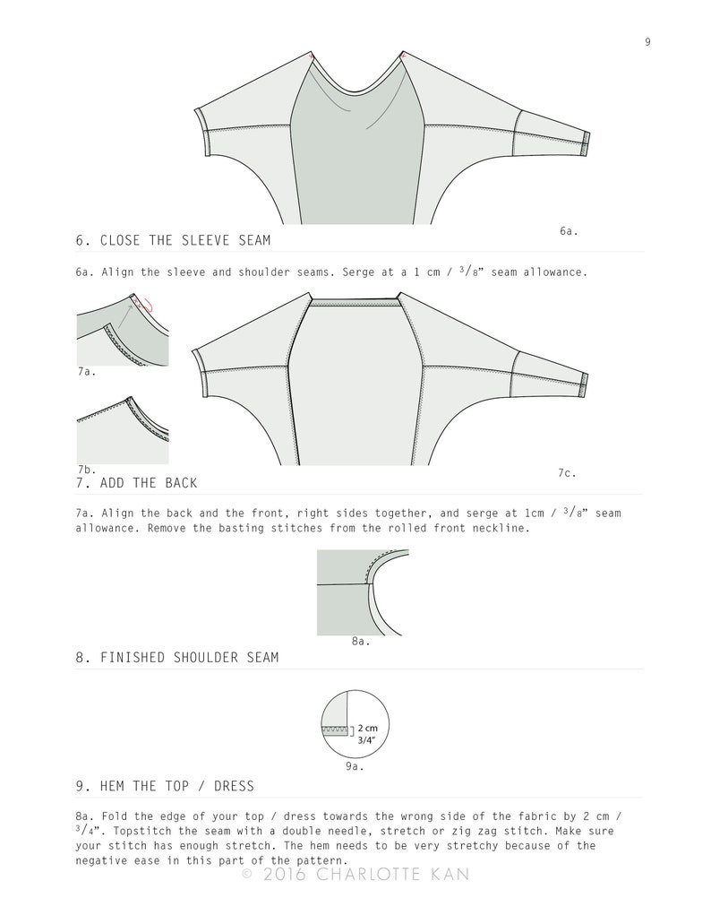 Batwing Dress / Top PDF Sewing Pattern for women womens pdf pattern dress pdf pattern draped knit dress pattern batwing pdf pattern image 8