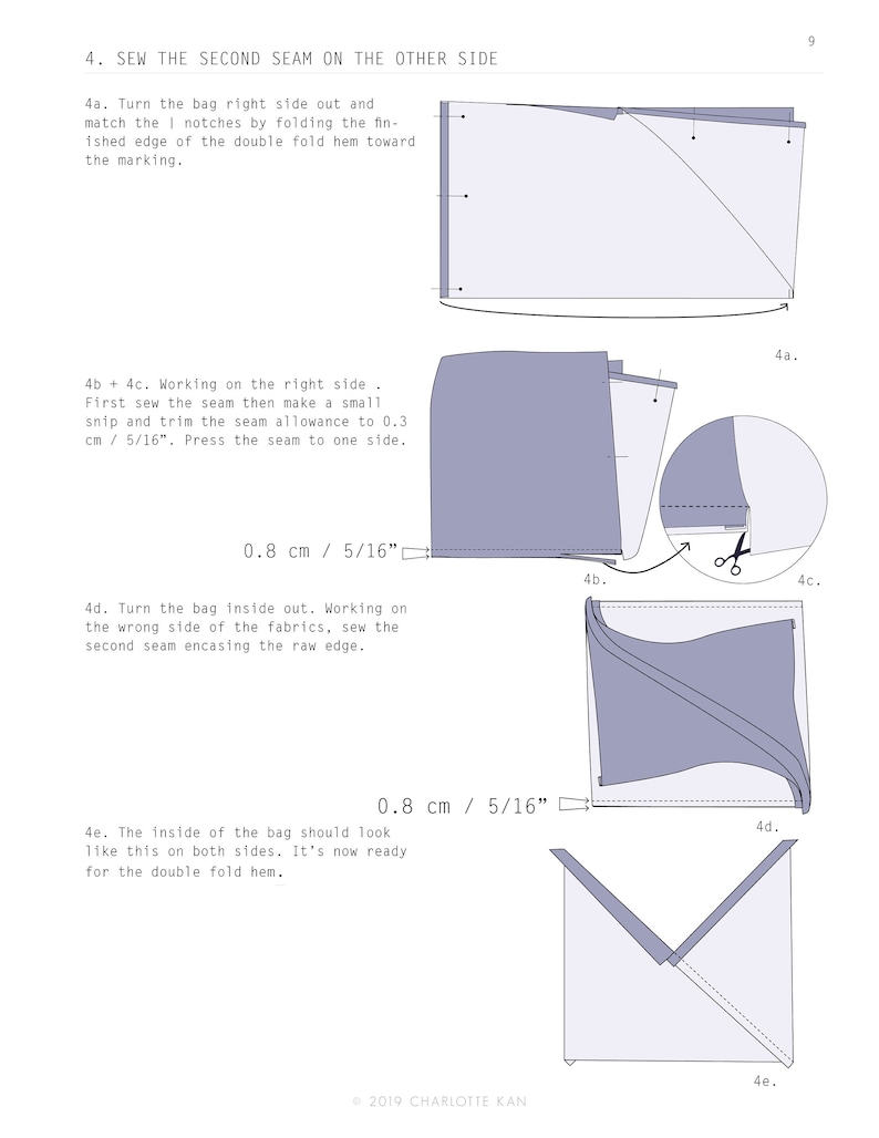 Tsuno Tie Bag PDF Sewing Pattern xxs xxl Azuma Bukuro Bento Bag Beginner Sewing Pattern Quick Sewing Project Reusable Gift Wra image 10
